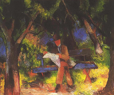 Reading Man in Park August Macke